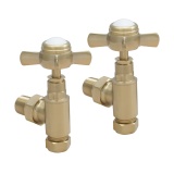 JTP Grosvenor Brushed Brass Angled Radiator Valve Cut Out